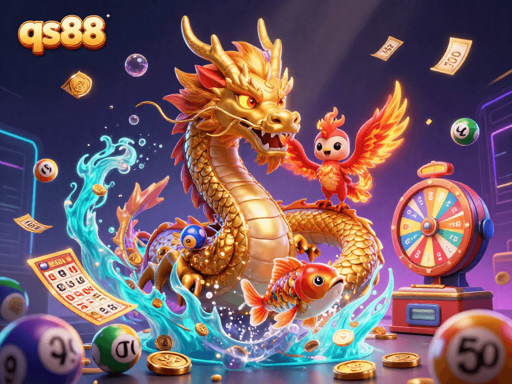 Win big at qs88 with exciting games featuring a fierce dragon, phoenix, and golden koi fish