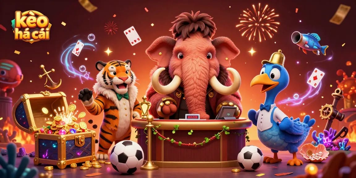 Engaging kèo nhà cái sports betting scene featuring a woolly mammoth bouncer and dynamic elements.