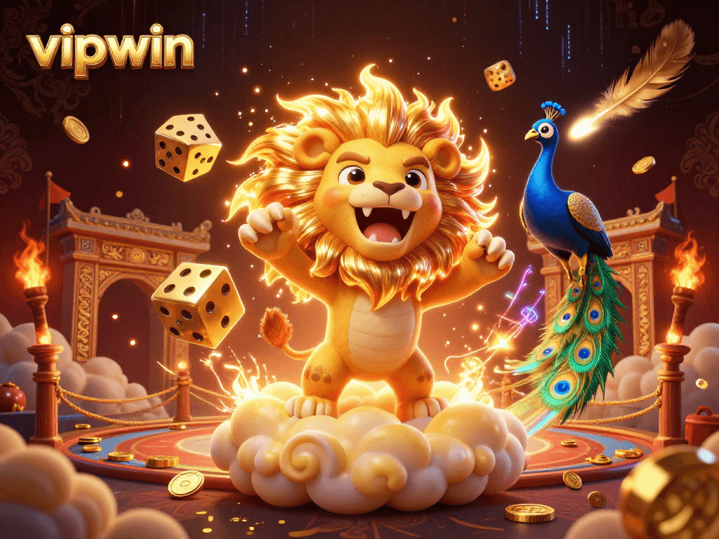 Experience the thrill of vipwin with an exciting casino adventure featuring a roaring sun lion and dynamic gaming elements.