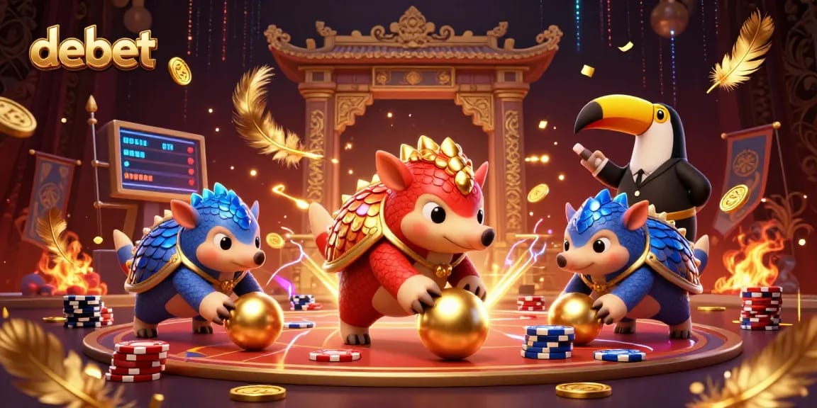 Engage with debet gaming excitement in a vibrant casino showdown with pangolins.
