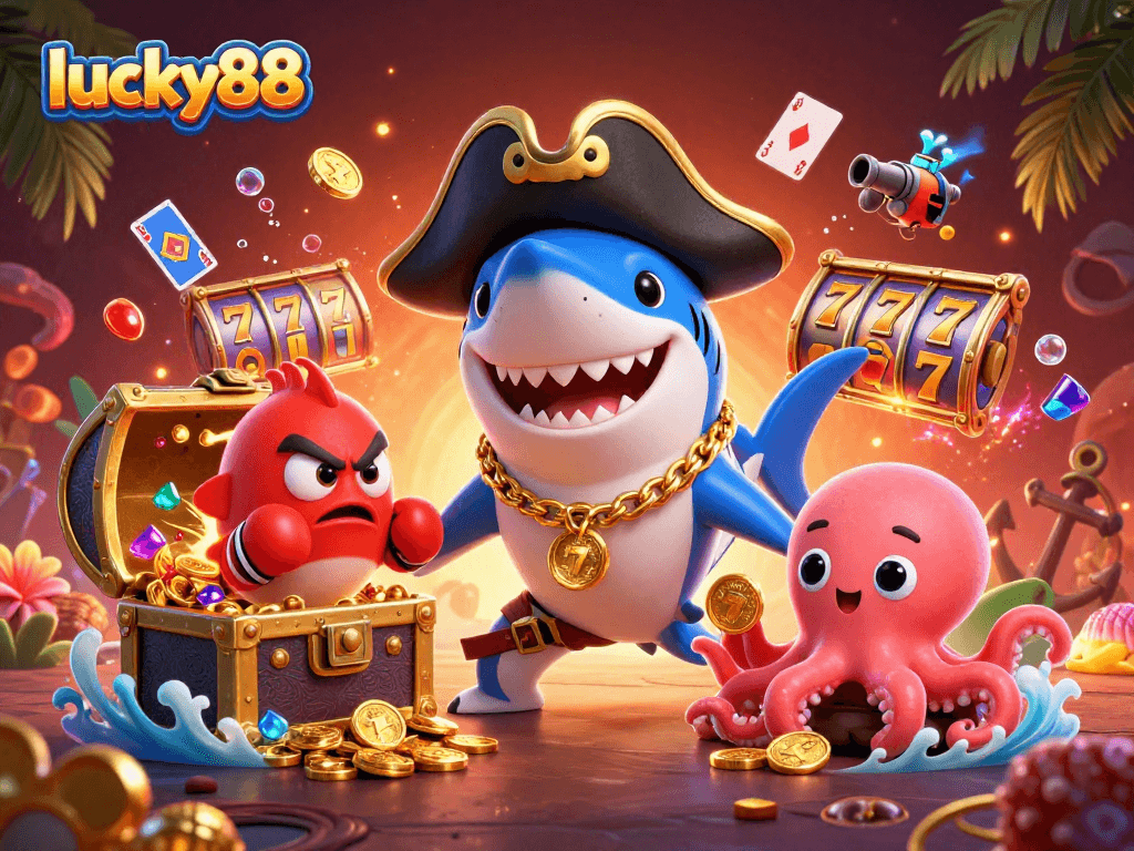 Engage with lucky88 as you dive into vibrant underwater treasure and casino elements.